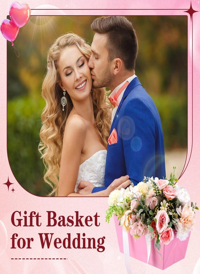 Glenmal 72 Pcs Baskets for Gifts Waterproof Empty Kraft Basket Bulk with Handles 9.8 x 6.5 x 4.3'' Gift Basket Empty to Fill for Wedding Party Christmas Valentines(Pink) - Image 5